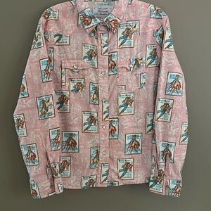 Panhandle Pink Pony Club Girls Large Rodeo Shirt Pearl Snaps